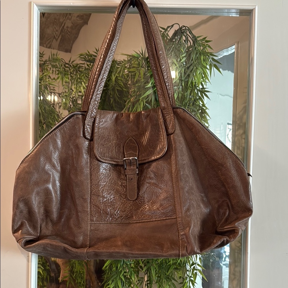 Brown Real Leather Shoulder Purse Bag